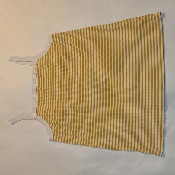 OLD NAVY Yellow & White Striped Ribbed Tank Top - Picture 1 of 4